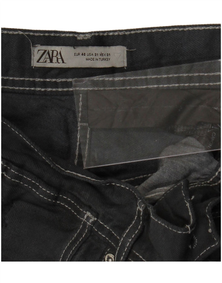ZARA Short en jean vieilli pour homme EU 40 Medium W31 Gris Coton