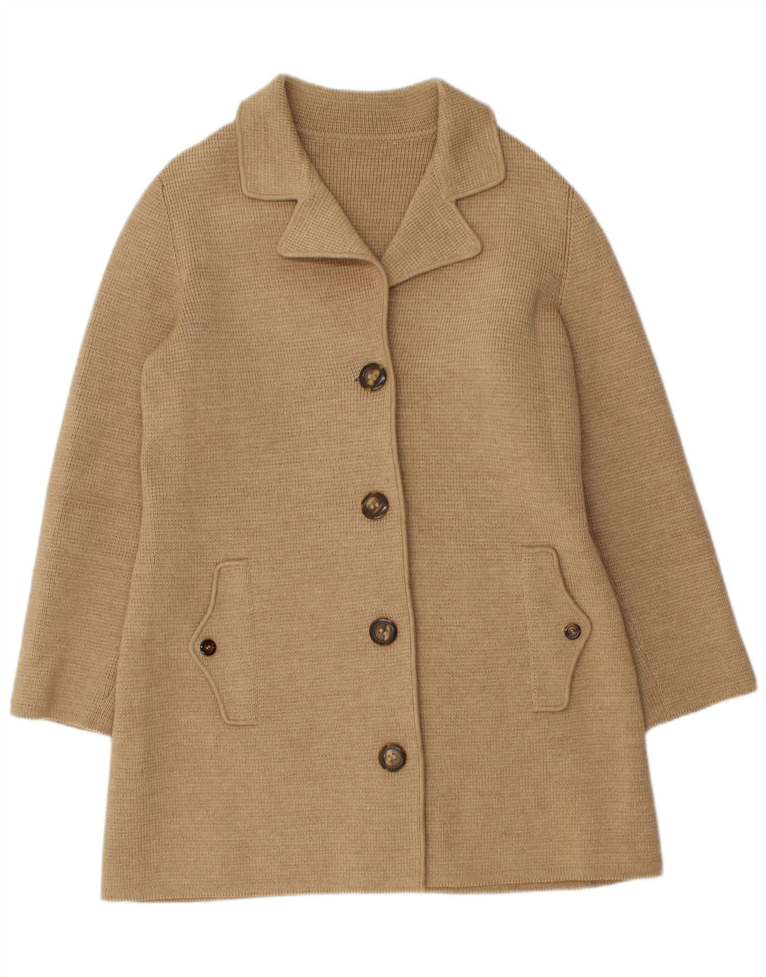 manteau tricoté femme vintage UK 12 Beige moyen