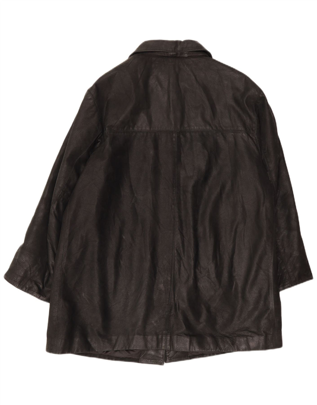 manteau en cuir surdimensionné vintage pour femmes IT 46 Grand Noir