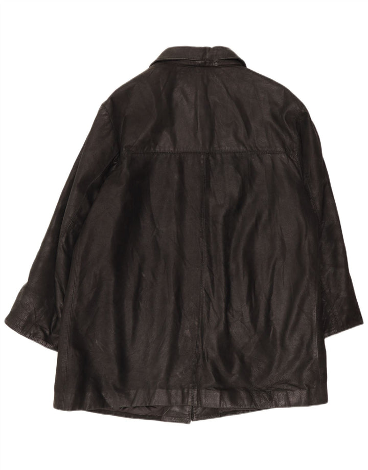 manteau en cuir surdimensionné vintage pour femmes IT 46 Grand Noir