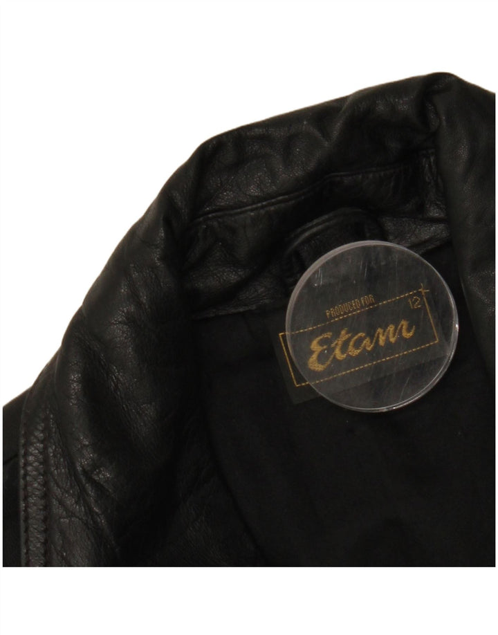 ETAM Veste en cuir double boutonnage pour femme US 12 Grand cuir noir