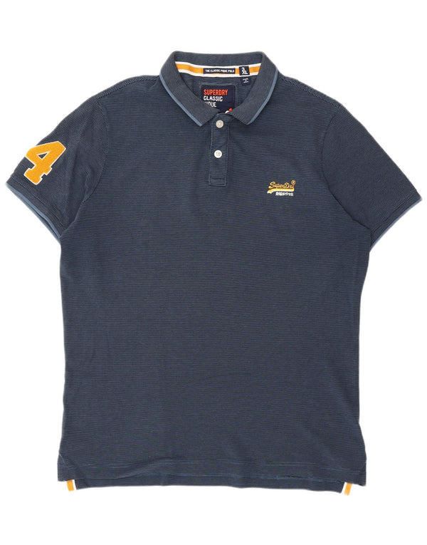 SUPERDRY Polo graphique classique pour homme 3XL Bleu marine à fines rayures
