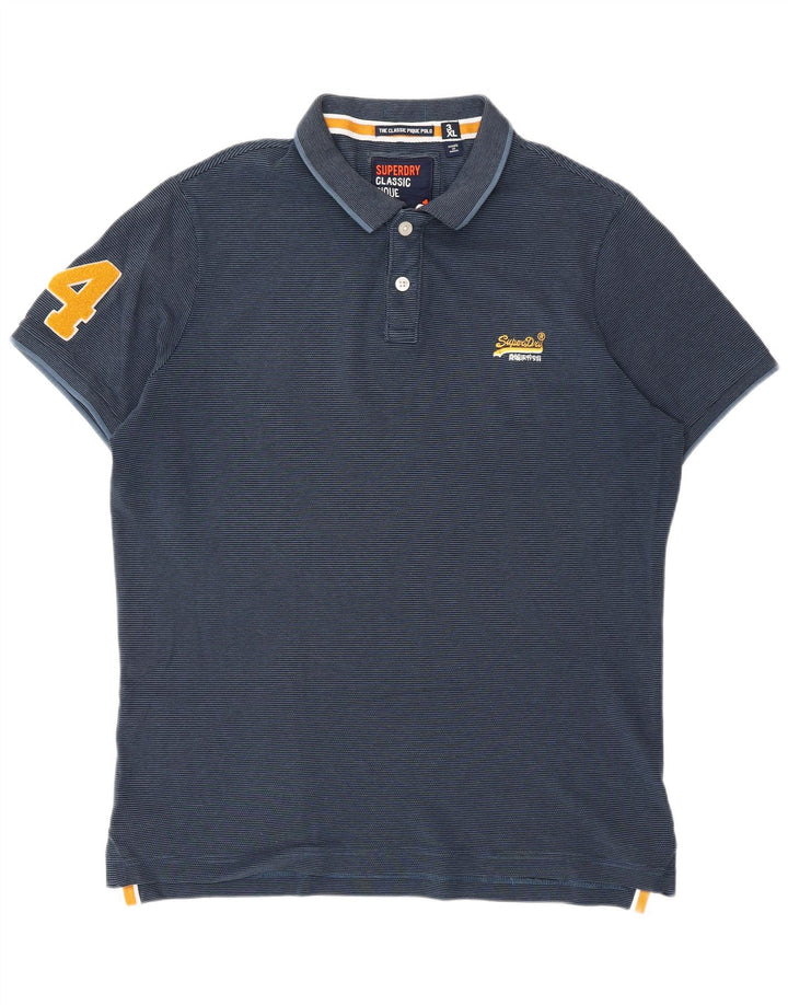 SUPERDRY Polo graphique classique pour homme 3XL Bleu marine à fines rayures