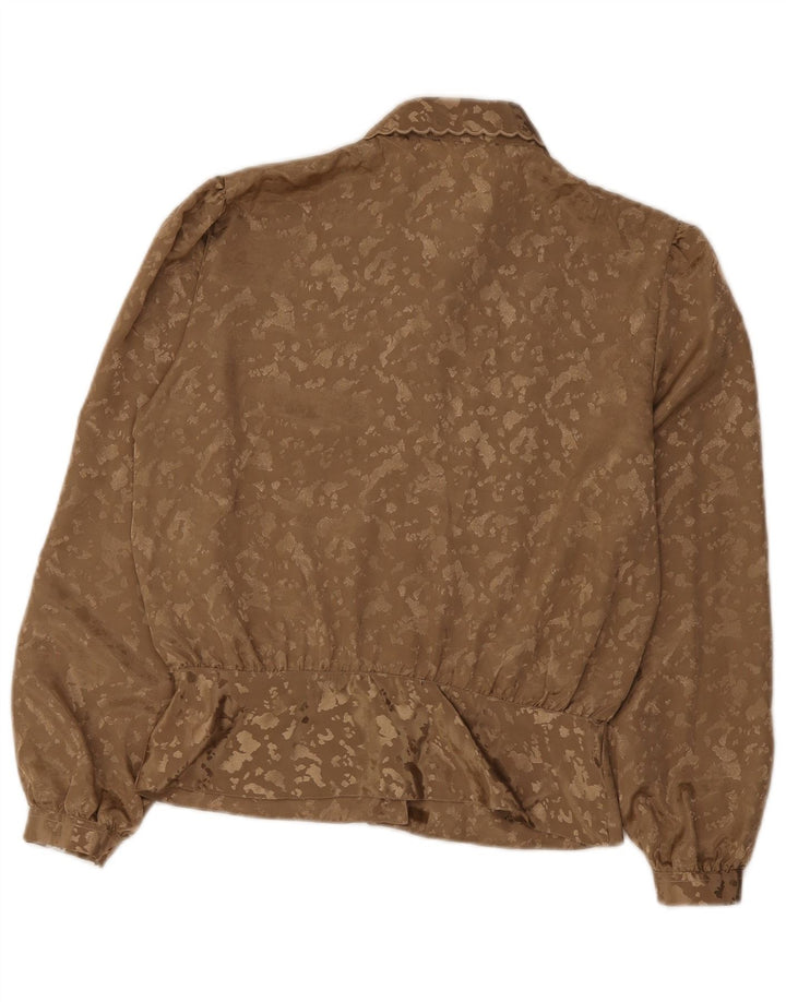 vintage Femme Motif Abstrait Chemise Blouse IT 44 Medium Brown Tie Dye