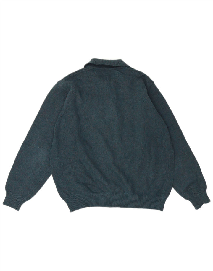 Stefanel Pull à col polo pour homme en laine verte