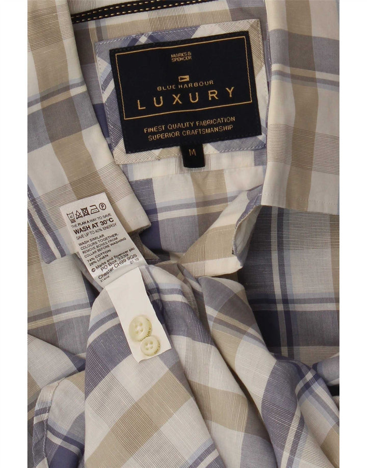 Marks & Spencer Chemise Blue Harbor Homme en Coton à Carreaux Multicolore Moyen