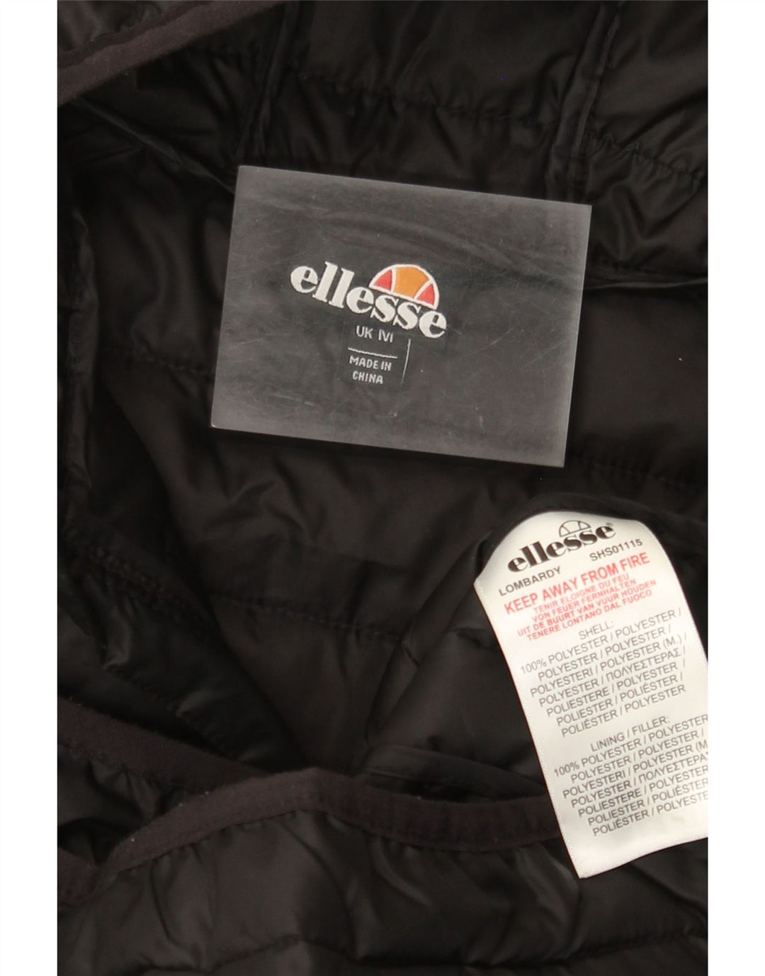 Ellesse Veste matelassée à capuche pour homme UK 38 Medium Noir Polyester