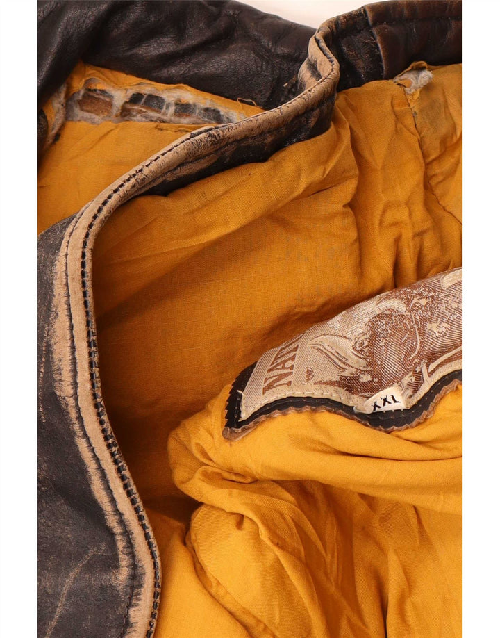 veste en cuir homme vintage UK 44 2XL Marron
