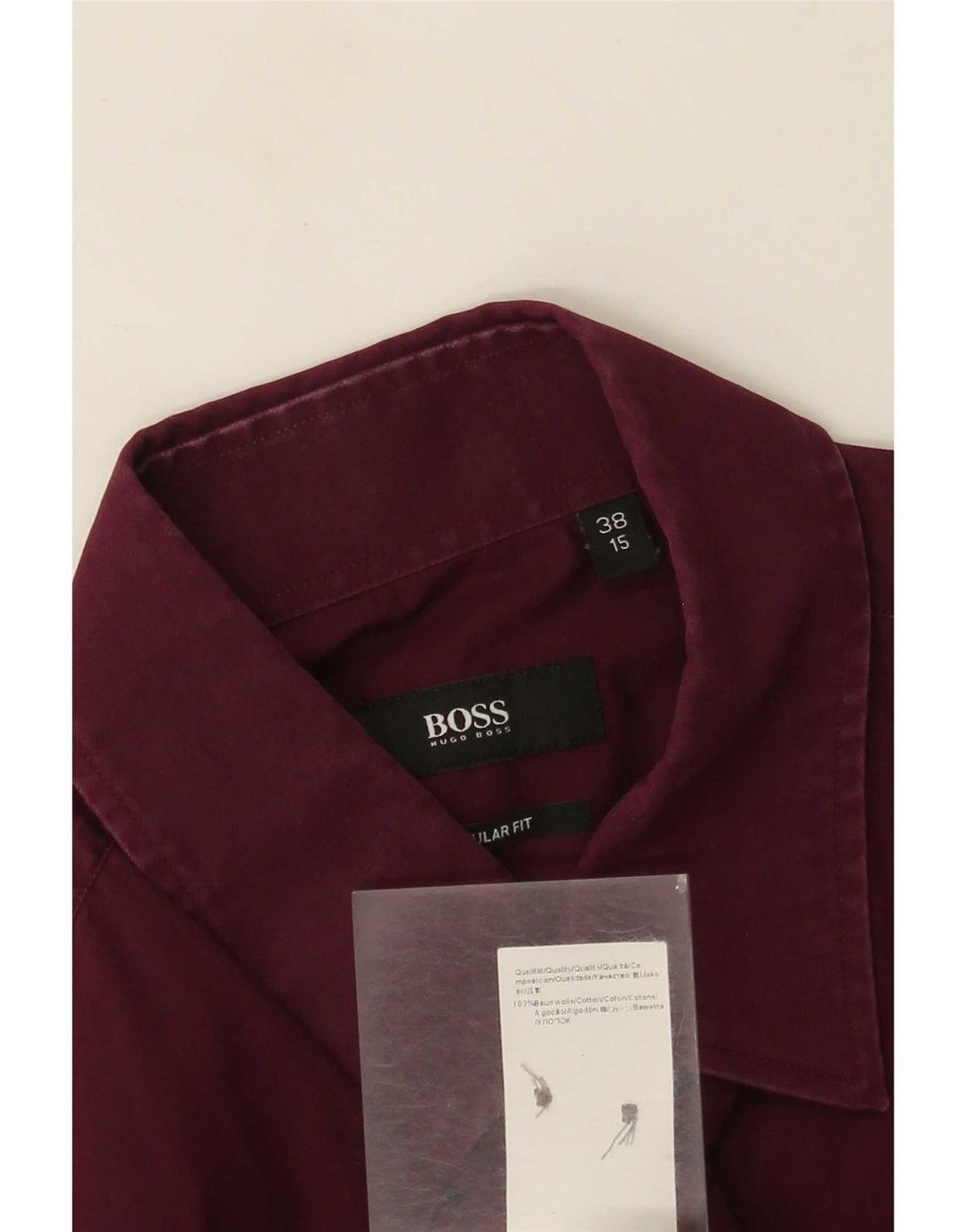 Hugo Boss Chemise coupe régulière pour homme Taille 38 15 Coton bordeaux moyen