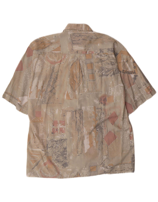 vintage Chemise à manches courtes pour hommes Taille 39/40 Géométrique Beige Moyen