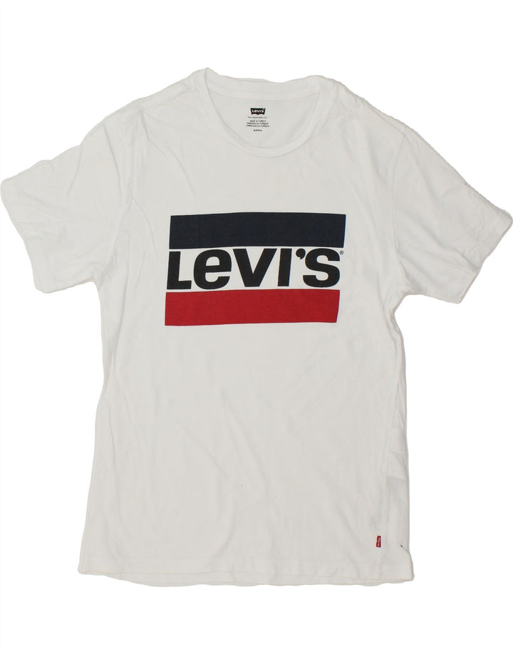 LEVI'S Mens Graphic T-Shirt Top Small White Cotton Vintage Levi's and Second-Hand Levi's from Messina Hembry 