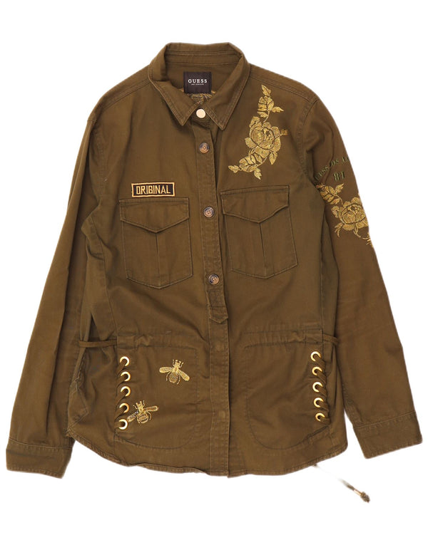 Guess Veste militaire graphique pour femme UK 12 Medium Kaki Floral