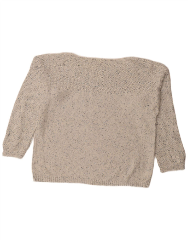 FAT FACE Pull col bateau pour femme UK 12 Medium Blanc moucheté