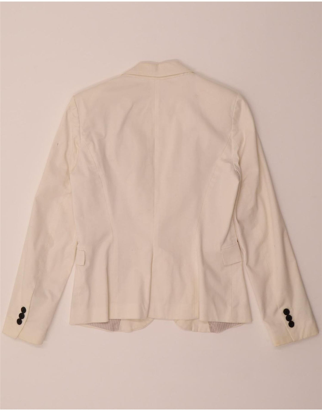 ZARA Womens 1 Button Blazer Jacket UK 12 Medium Off White Cotton Vintage Zara and Second-Hand Zara from Messina Hembry 