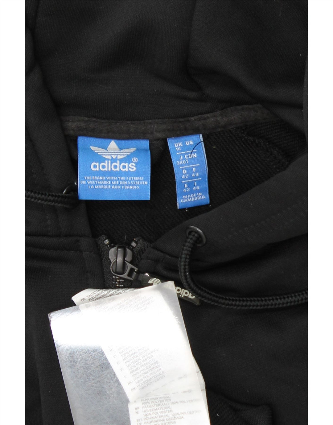 Adidas Veste de survêtement pour femme UK 16 Large Noir Colourblock Polyester