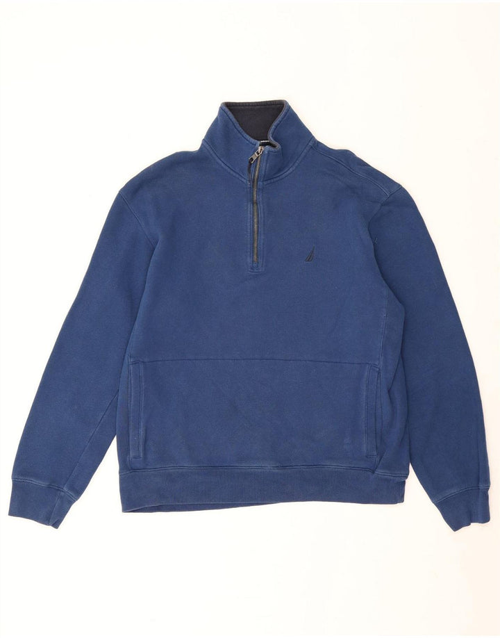 Nautica Sweat-shirt col zippé pour homme en coton bleu marine moyen