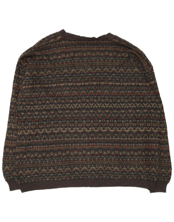 Rodes Pull Cardigan Homme 2XL Marron Géométrique Laine
