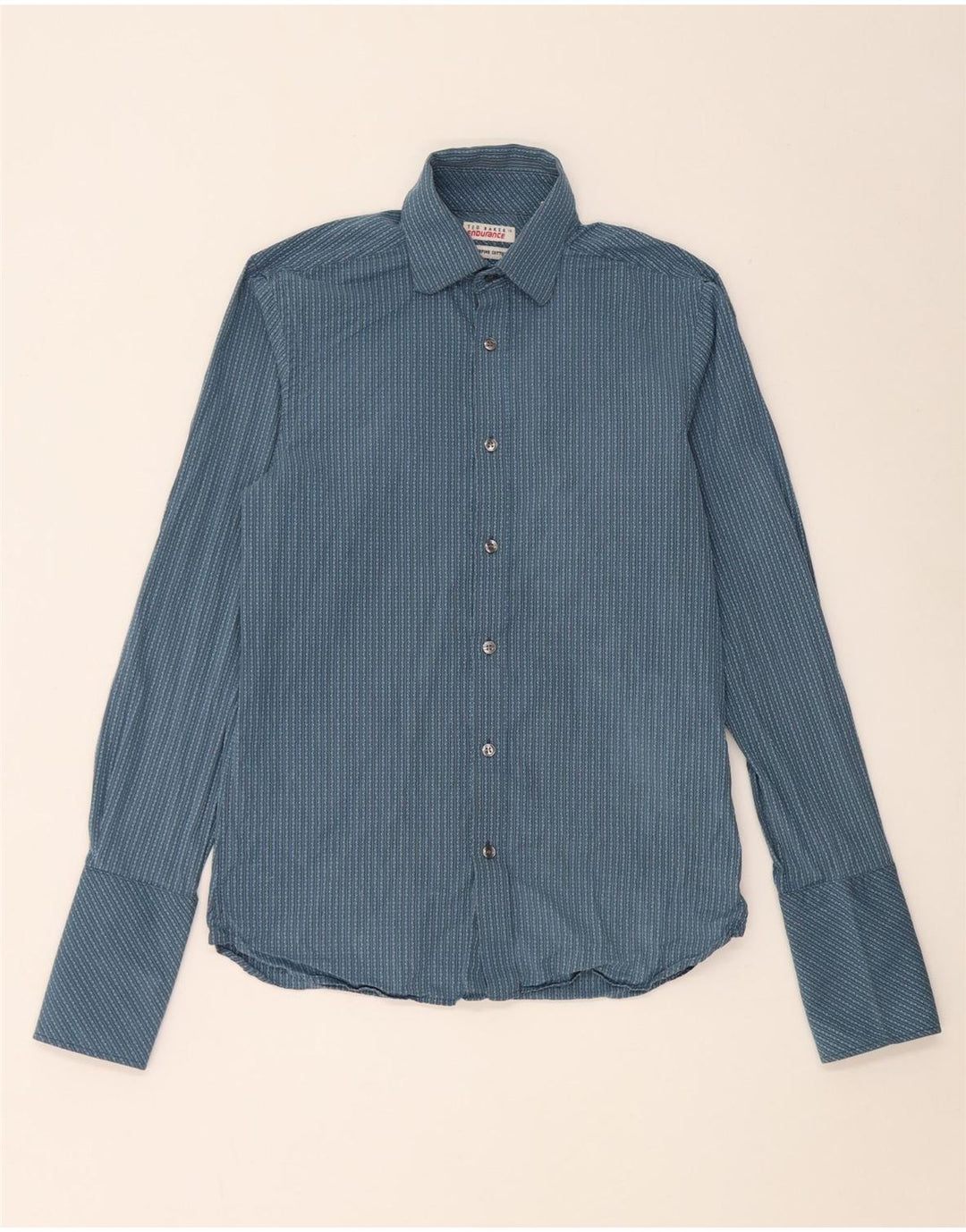 Ted Baker Chemise formelle pour homme Taille 15 Coton à fines rayures bleu moyen