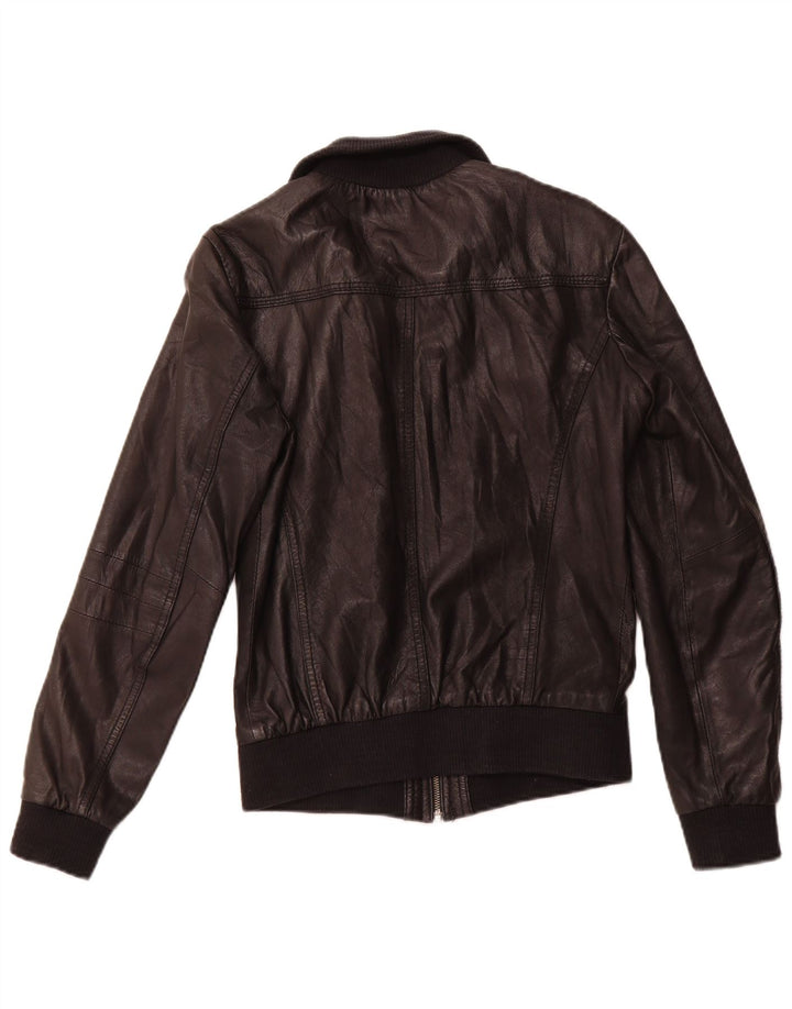 Pimkie Blouson Bomber En Cuir Femme Cuir Noir Moyen