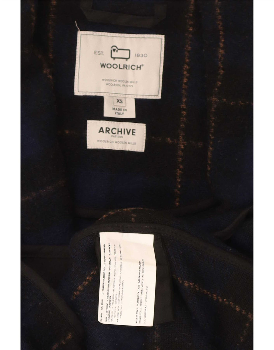 Woolrich Pardessus surdimensionné pour femme UK 6 XS Bleu marine à carreaux en polyester