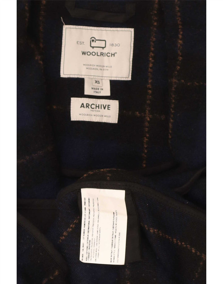 Woolrich Pardessus surdimensionné pour femme UK 6 XS Bleu marine à carreaux en polyester