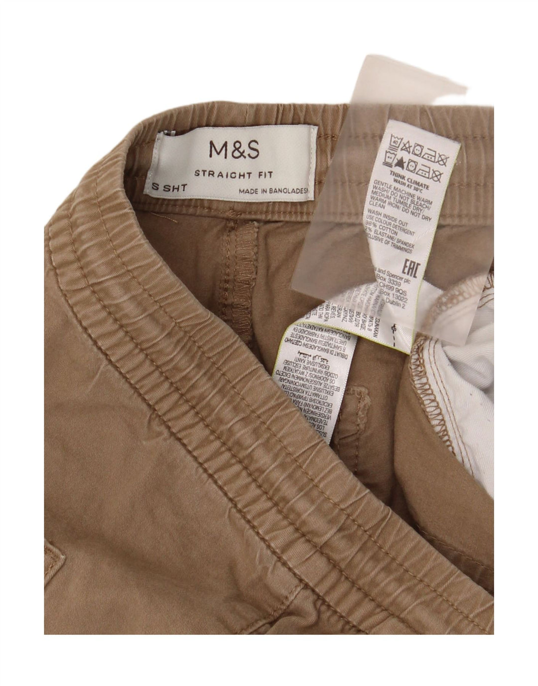 Marks & Spencer Pantalon chino droit coupe droite pour homme Petit en coton marron