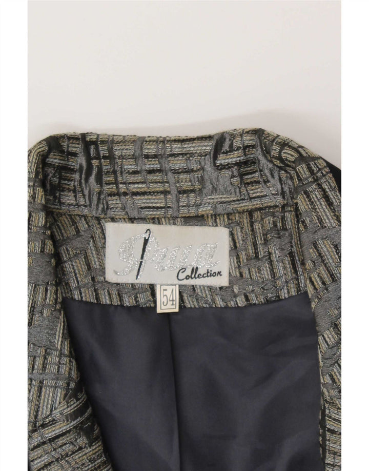 vintage Femme 1 Bouton Blazer Veste IT 54 3XL Gris Paisley