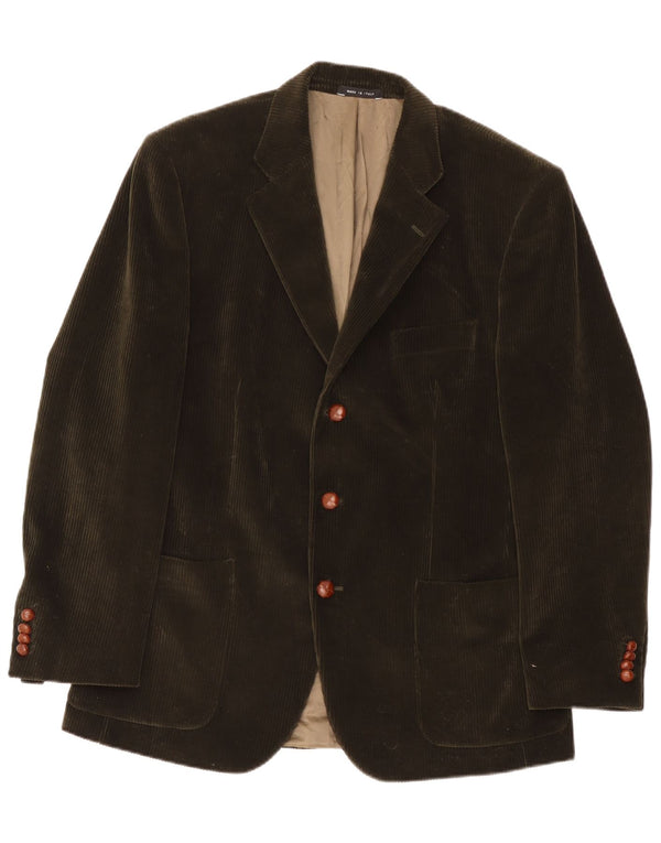 vintage Mens 3 Bouton Corduroy Blazer Veste IT 54 2XL Kaki Viscose