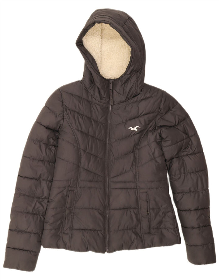 Hollister Veste matelassée à capuche pour femme UK 6 XS Gris Polyester