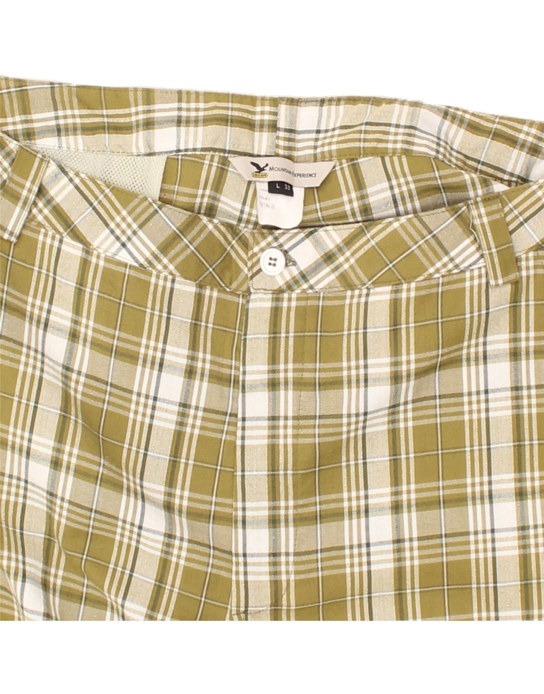 MOUNTAIN EXPERIENCE  Mens Cargo Shorts W33 Medium Green Check Vintage Mountain Experience and Second-Hand Mountain Experience from Messina Hembry 