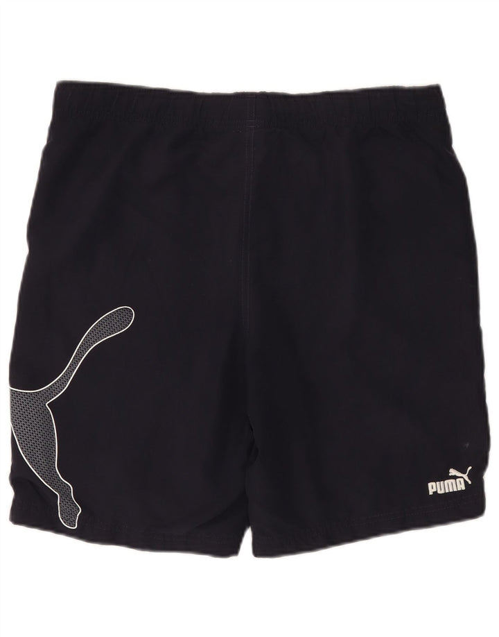 PUMA Short de sport graphique pour hommes, petit, en coton bleu marine