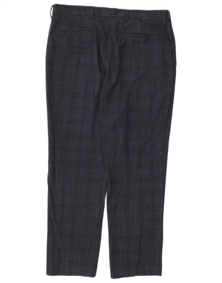 Marks & Spencer Pantalon Chino Homme W34 L29 Bleu Marine Pied-de-Poule