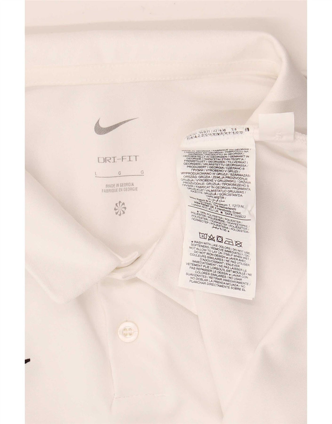 Nike Polo Dri Fit pour homme en polyester blanc Taille L