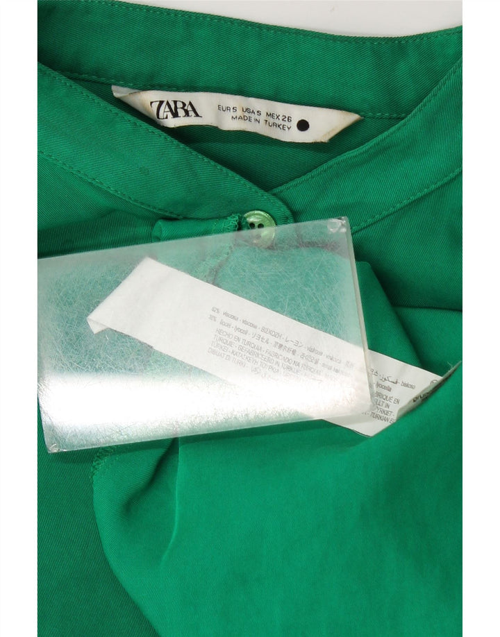 Zara Chemisier surdimensionné pour femme UK 10 Petite viscose verte