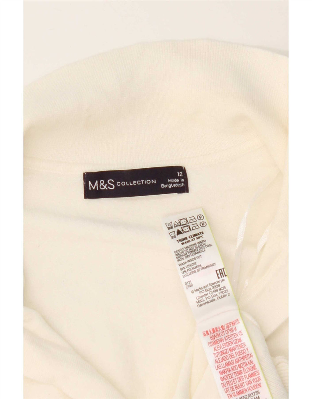 Marks & Spencer Polo Femme UK 12 Medium Blanc Viscose