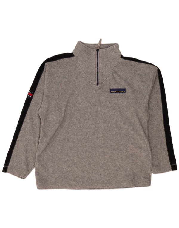 Tommy Hilfiger Pull polaire à col zippé pour homme 2XL Gris Colorblock Polyester