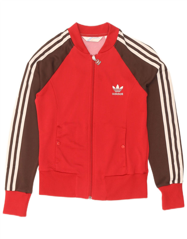 Adidas Veste de survêtement pour femme IT 38 XS Rouge Colourblock Polyamide