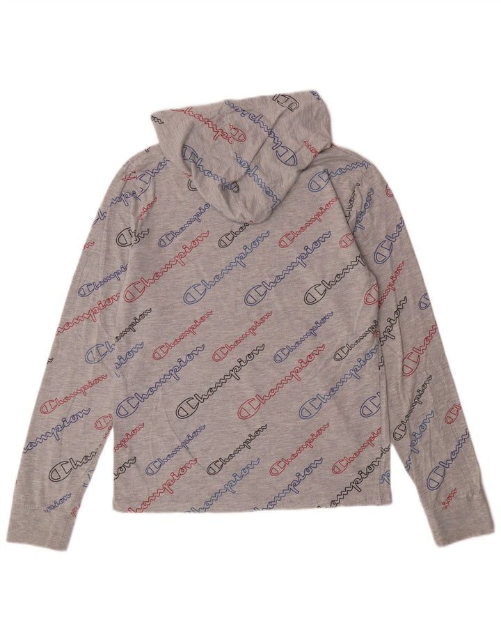 CHAMPION Haut Graphique à Capuche Fille Manches Longues 13-14 Ans XL Gris Coton