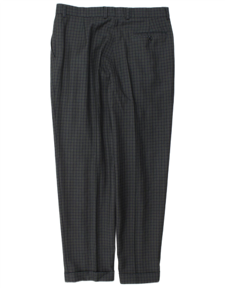 Marks & Spencer Pantalon de costume slim pour homme W34 L31 en laine à carreaux bleu marine