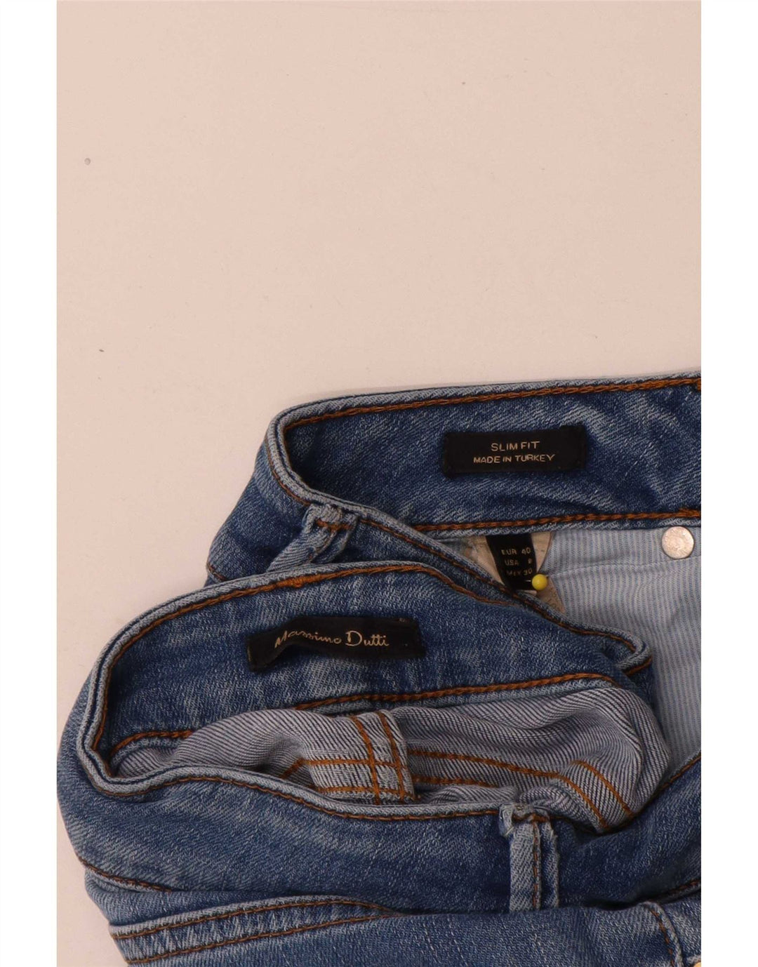 Massimo Dutti Jean slim pour femme EU 40 Medium W30 L32 Bleu Coton