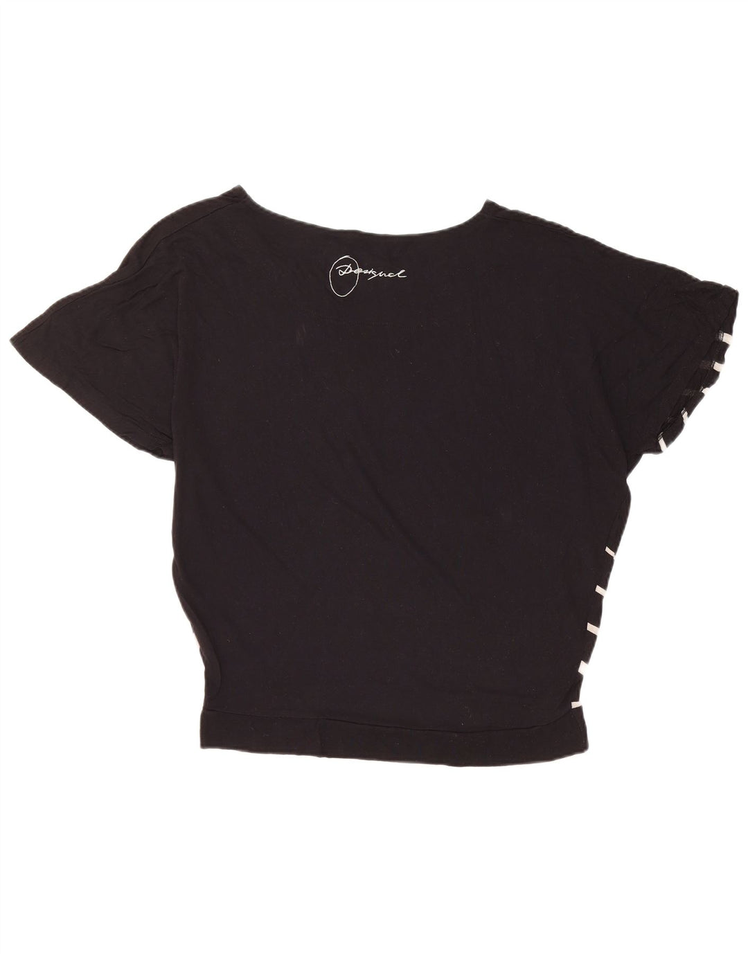 DESIGUAL T-shirt graphique surdimensionné pour femme UK 14 Medium Black Floral