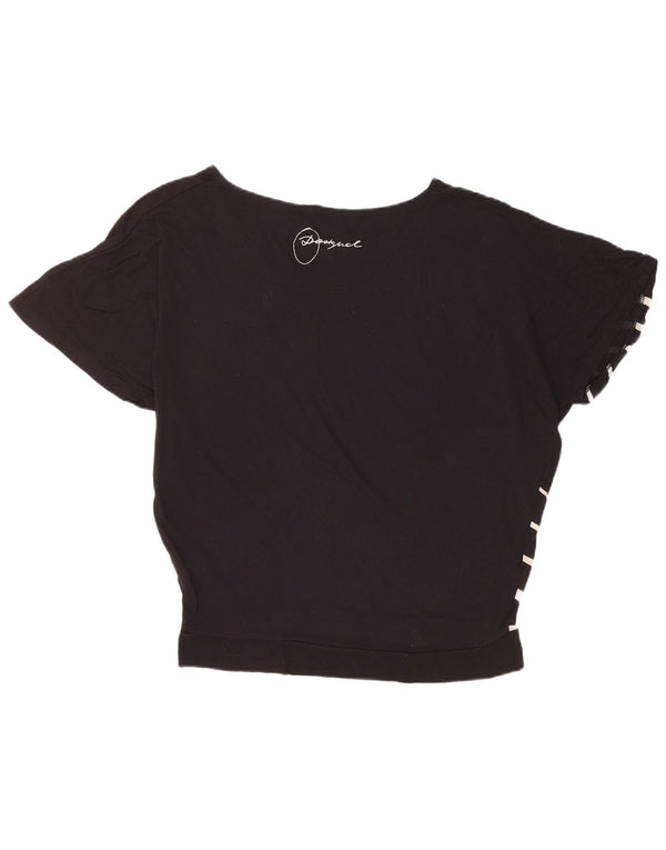 DESIGUAL T-shirt graphique surdimensionné pour femme UK 14 Medium Black Floral