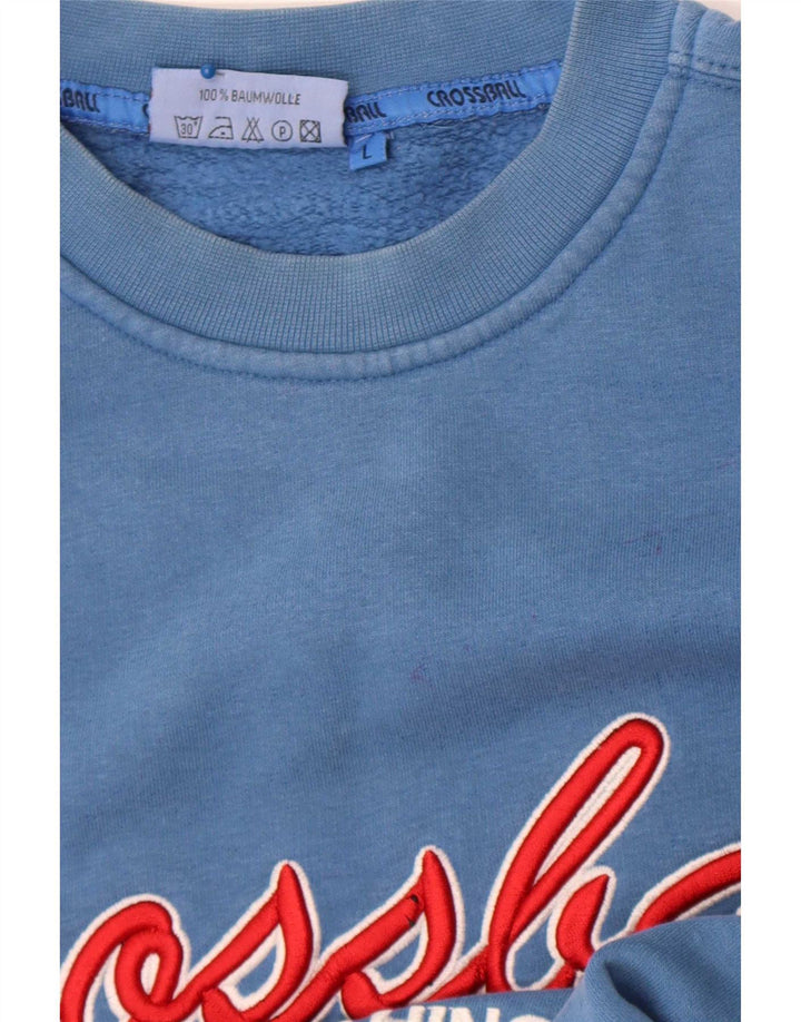 Crossball Sweat-shirt graphique coupe régulière pour homme en coton bleu Taille L