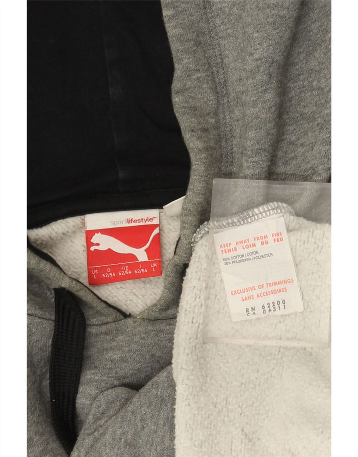 PUMA Pull à capuche graphique pour hommes, grand, gris, coton