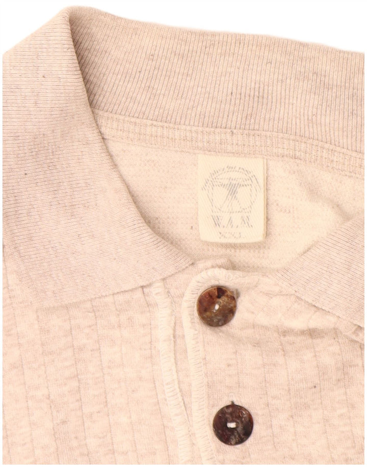 VINTAGE Pull col polo pour homme 2XL Beige