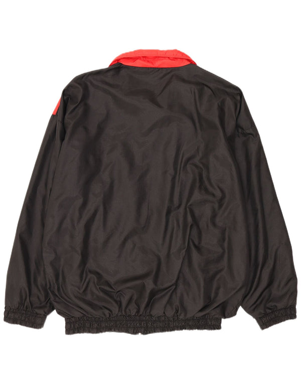 vintage Mens Loose Fit Survêtement Top Veste Moyen Noir Colourblock Sports