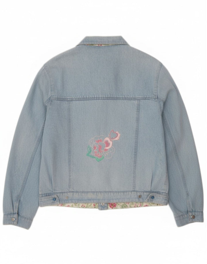 veste en denim graphique femme vintage IT 44 Bleu Moyen Floral