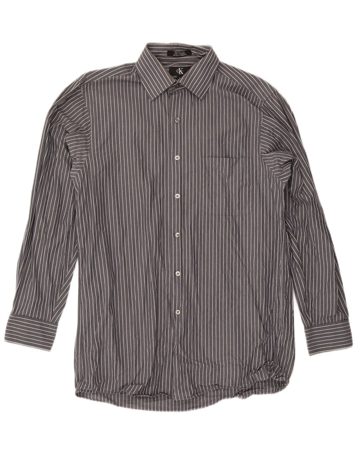 Calvin Klein Chemise homme Taille 15 Coton à fines rayures gris moyen