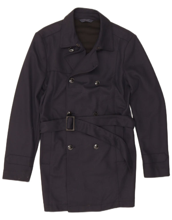 Zara Trench Homme UK 40 Medium Bleu Marine Polyester