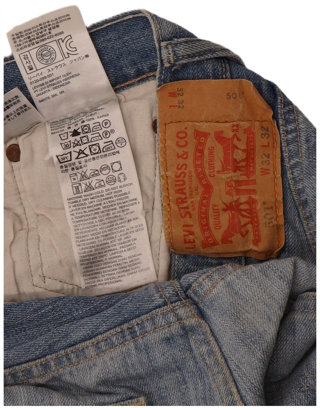Levi's Jean Droit 501 Homme Bleu W32 L32 Coton
